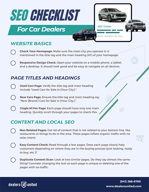 SEO Checklist Download for Car Dealers