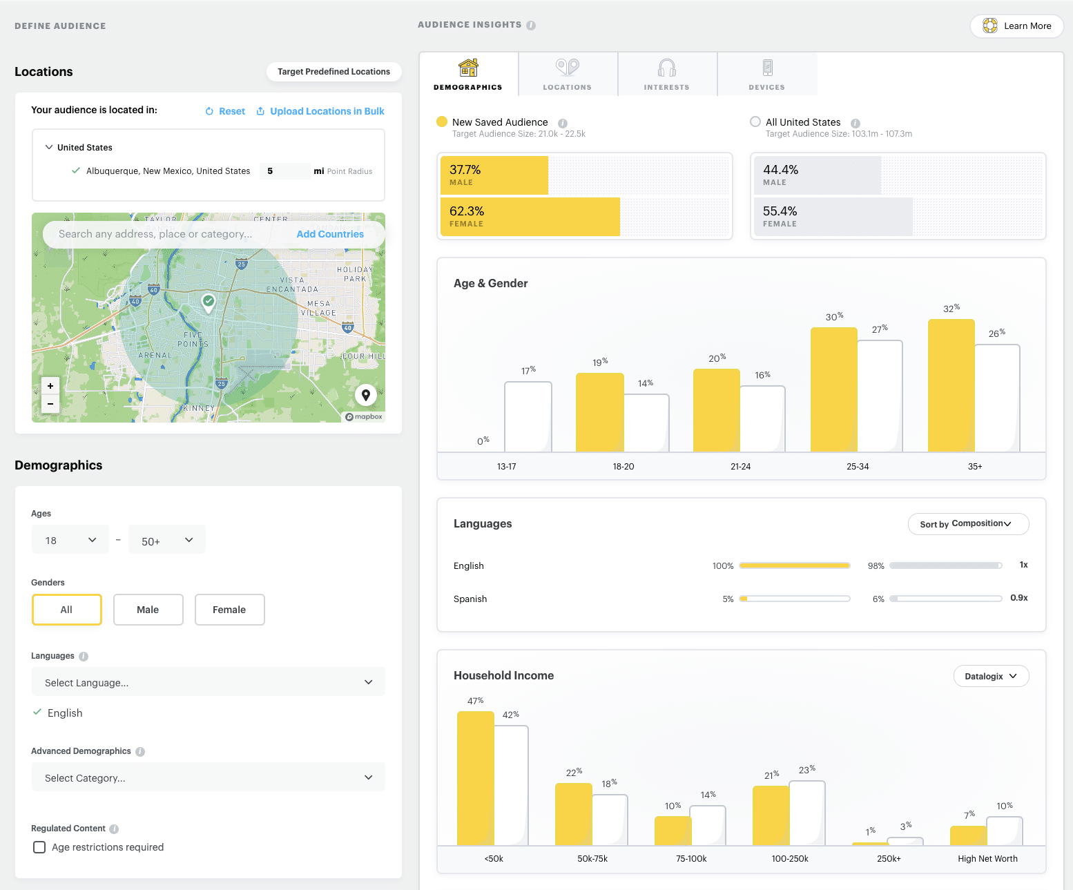 Snapchat Audience Insights Dashboard